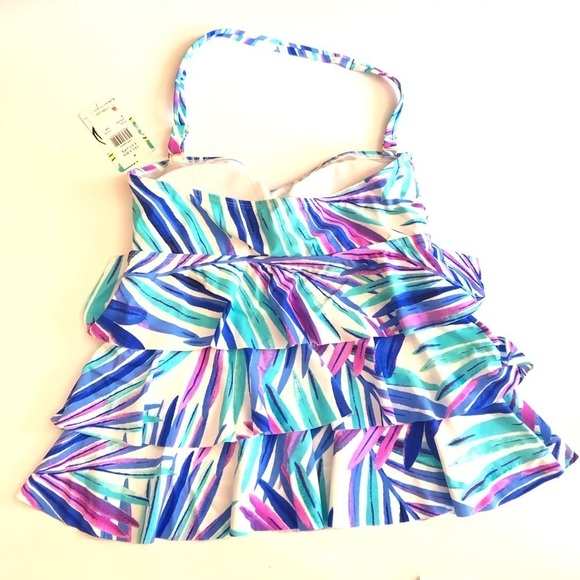 Island Escape Tiered Swim Top Ruffles Bandini Swimsuit Women’s Size 8 NEW - Picture 5 of 8